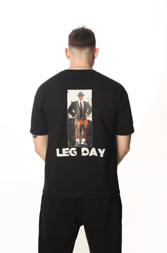 oversize t-shirt | leg day (czerń)