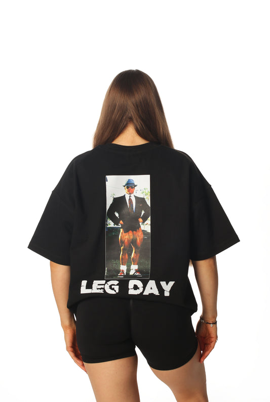 oversize t-shirt | leg day (czerń)