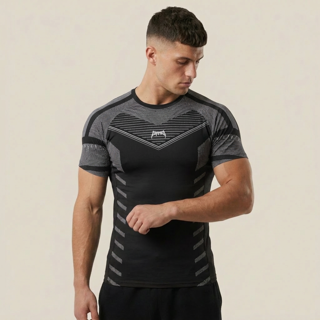 Upper body compression shirt black